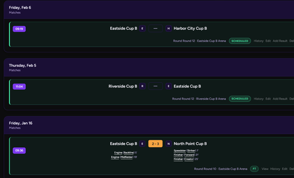 Match and season tracking